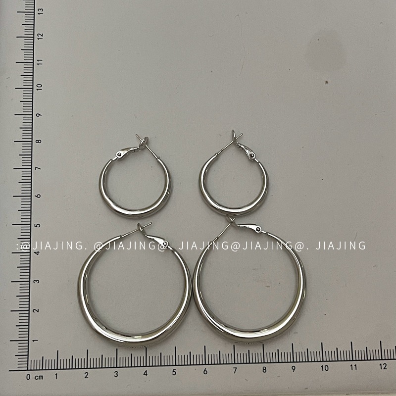 冷淡风素圈耳环复古圆圈耳饰925银针小众高级感气质轻奢风简约女~详情2