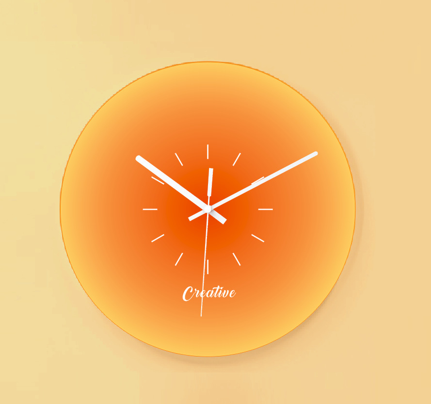 工厂创意日落玻璃钟挂表家居网红静音挂钟简约落日客厅落日时钟详情8