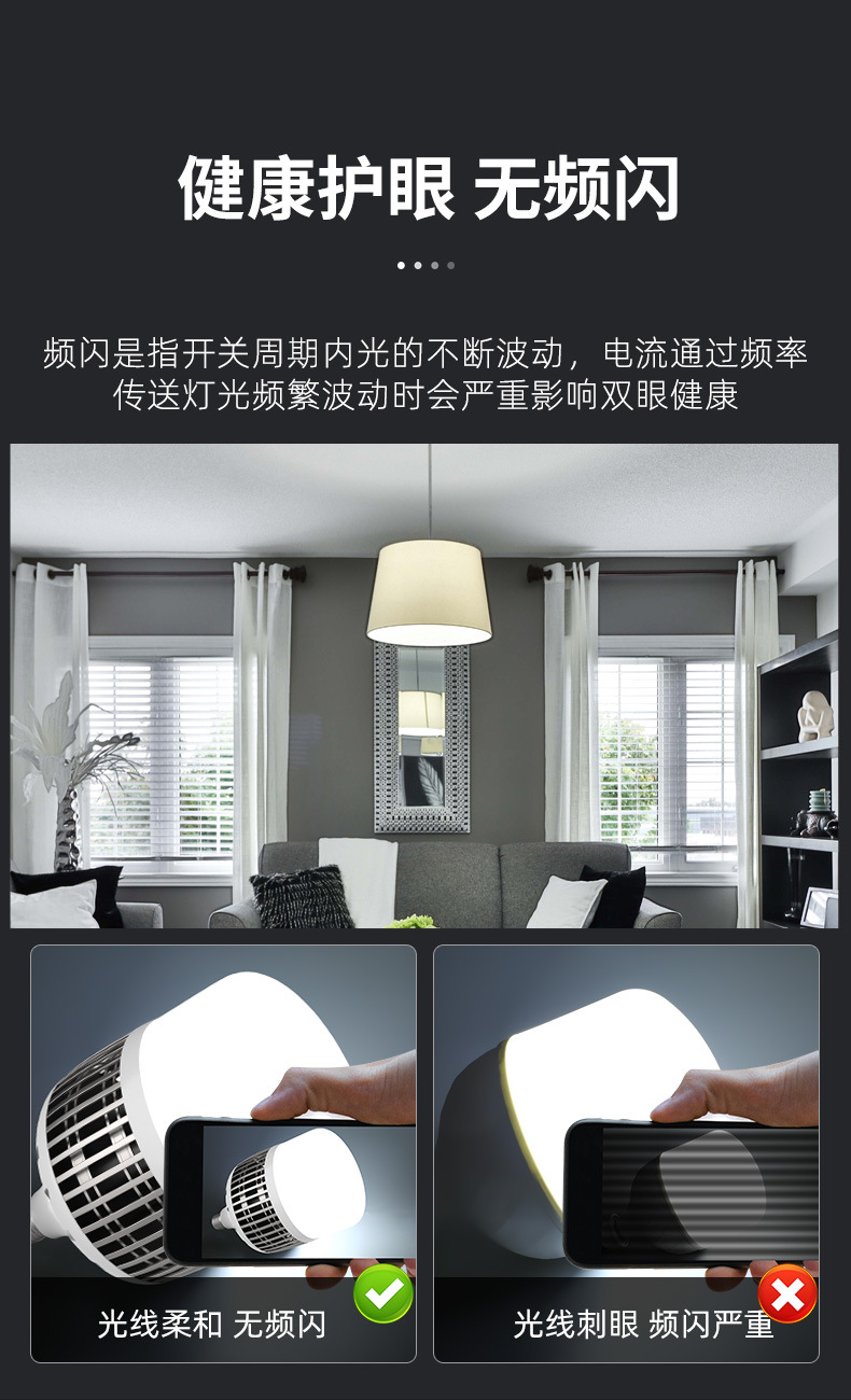 大功率照明灯泡超亮E27螺口100W150W家用节能灯工地厂房LED球泡灯详情9