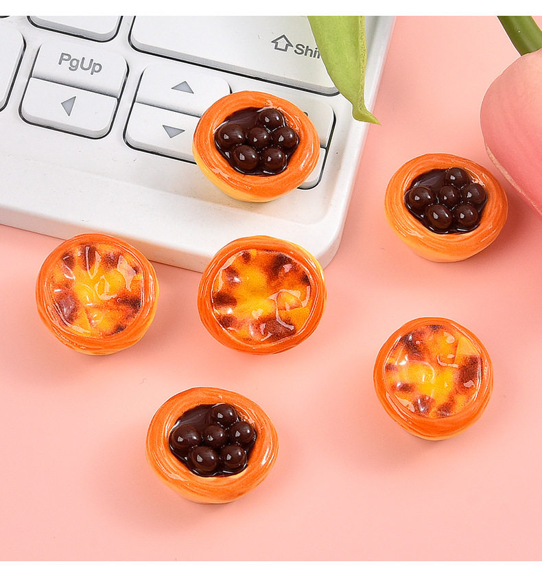 Simulated food toy egg tart resin accessories, diy cream glue phone case, fridge magnet, role-playing decoration material accessories pic 11