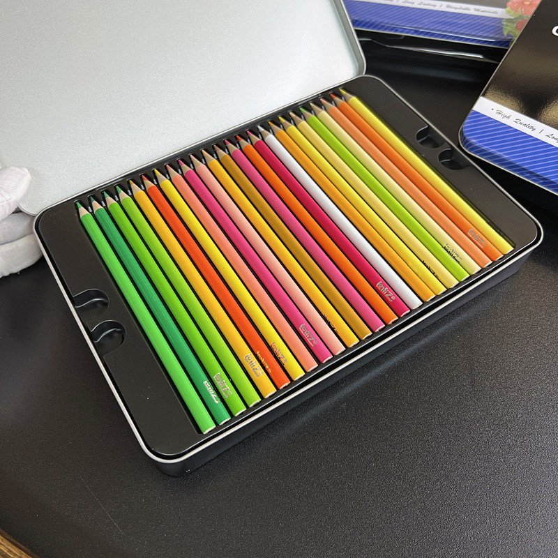 跨境外贸素描油性彩铅绘画美术彩色铅笔50/72色铁盒装画笔彩笔套详情11