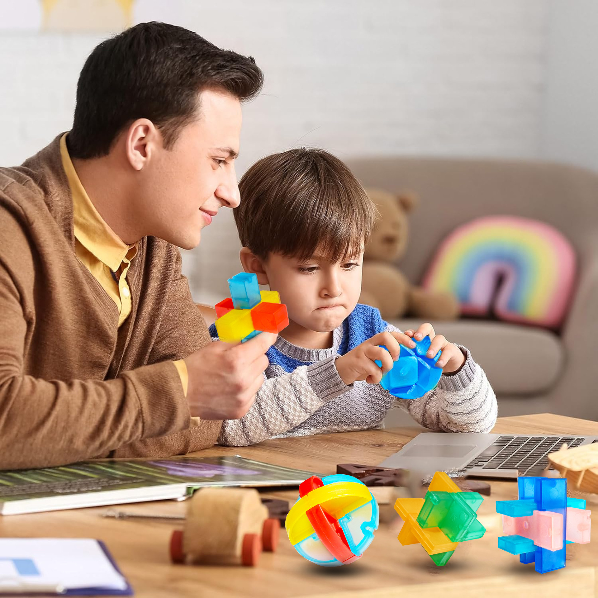 亚马逊智力解环榫卯积木透明琉璃鲁班锁孔明锁解锁益智玩具拼装详情8