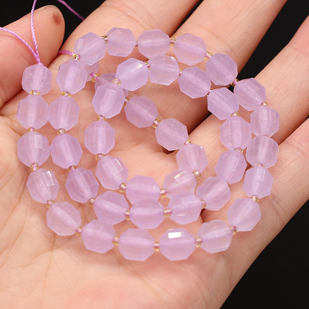 Wholesale of natural rose quartz rough stone cut surface bucket beads, crystal agate, diy jewelry accessories, semi-finished products, handcrafted beads pic 28