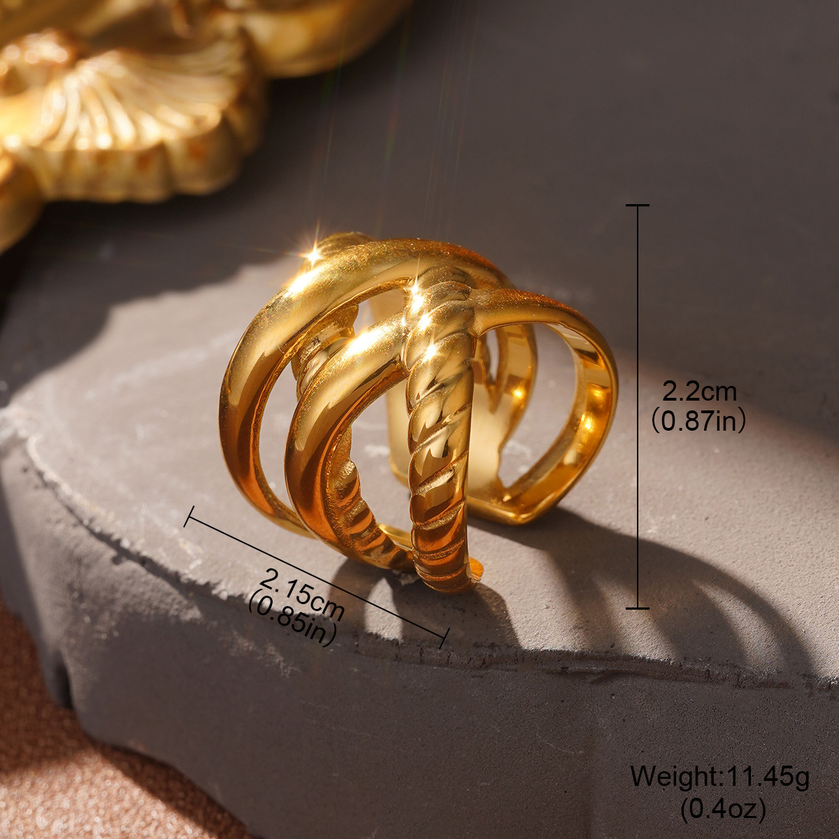 Cross-border European and American ins jewelry stainless steel ring, geometric high-end sense, twisted element, women's titanium steel light luxury index ring pic 50