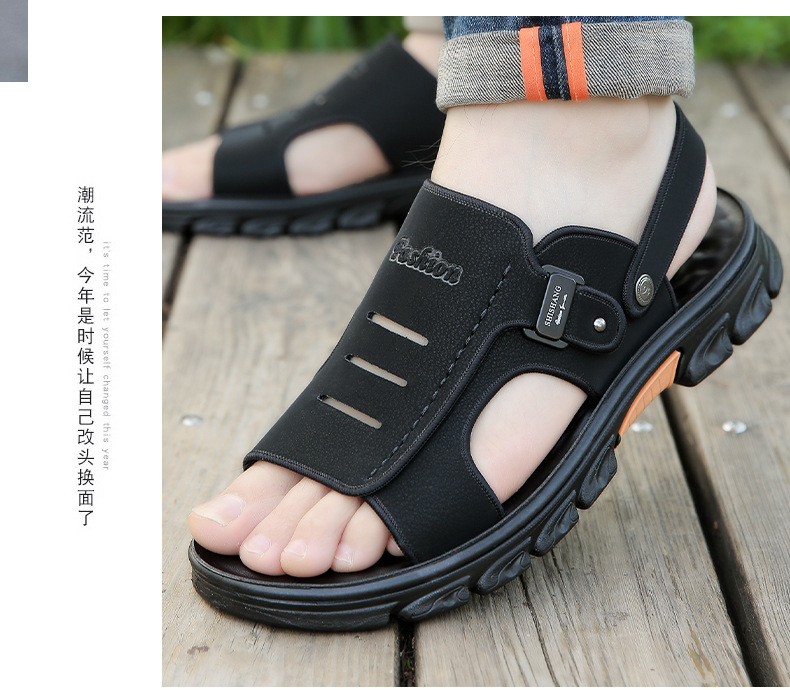 夏季男士凉鞋2025新款耐磨软底软面外出沙滩鞋真皮凉鞋男款外穿详情16