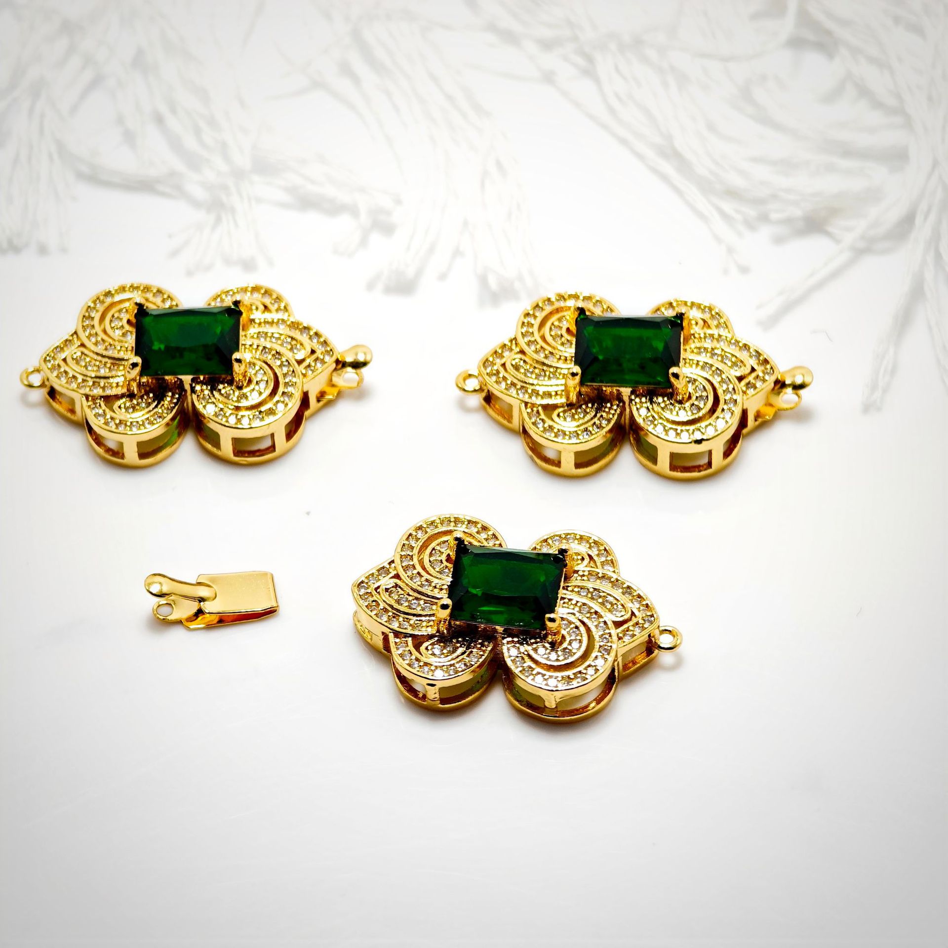 High color retention, real gold plating, double hanging, zirconium pearl buckle, pin, buckle necklace, connecting buckle head, DIY jewelry bracelet pic 42