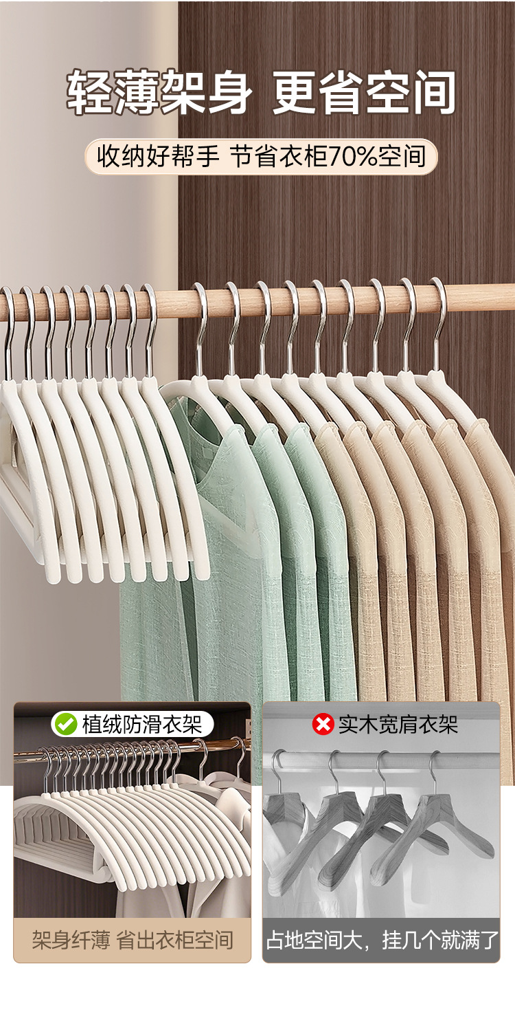 加厚植绒衣架防滑无痕2025新款防肩角家用挂衣晾衣架加宽衣撑衣挂详情9