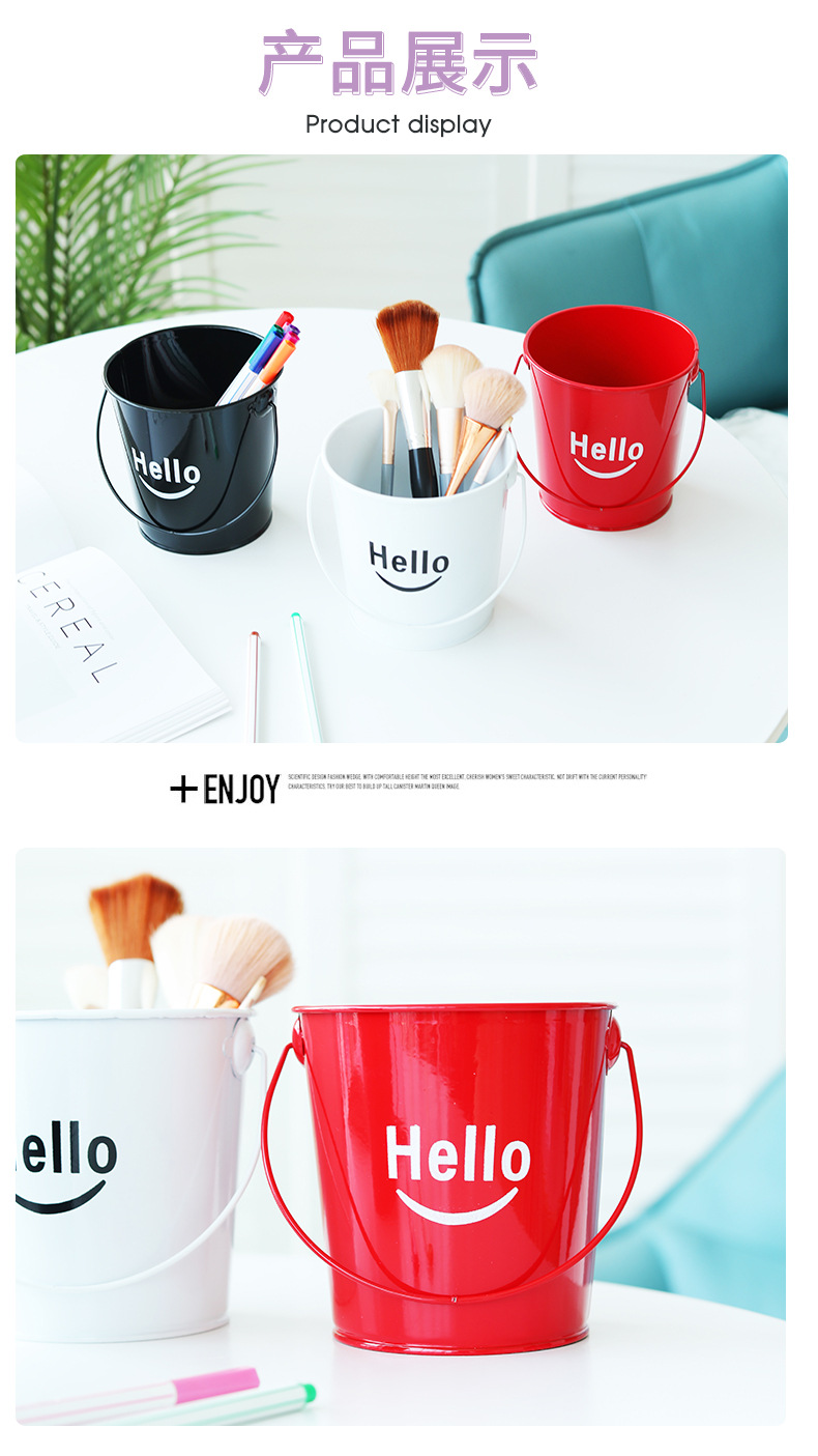 铁皮小提桶金属铁艺花桶收纳小桶阳台绿植多肉种植套盆桌面装饰桶详情8