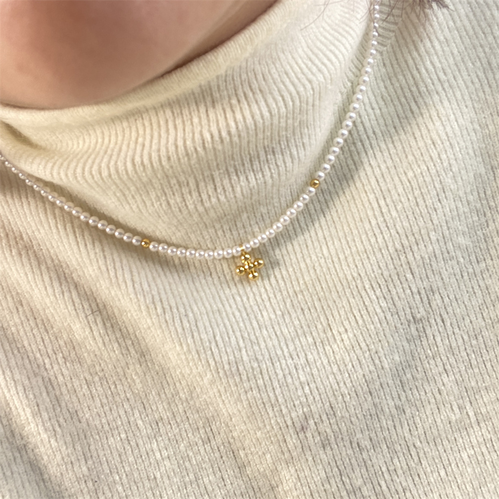 by johanne法国复古小众设计项链时尚气质高级感珍珠十字架锁骨链详情8