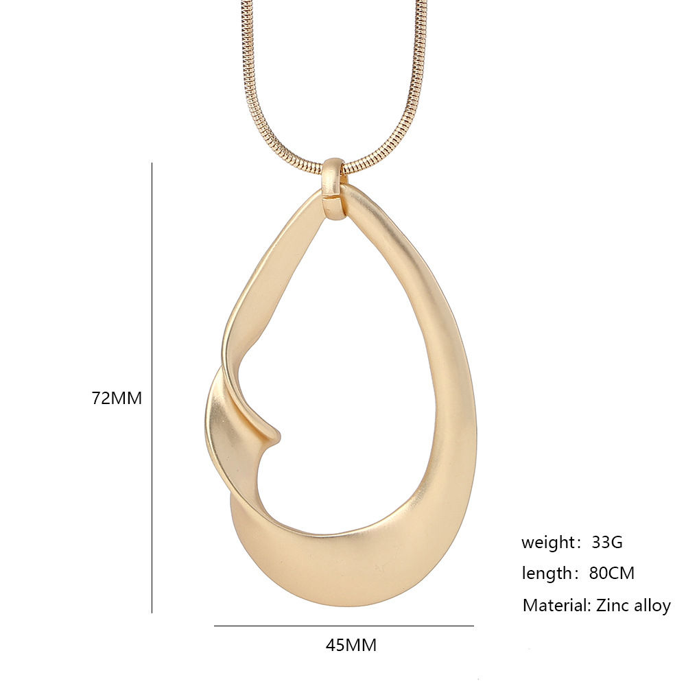 跨境亚马逊爆款女士合金水滴长款女ins风饰品复古简约吊坠毛衣链详情5