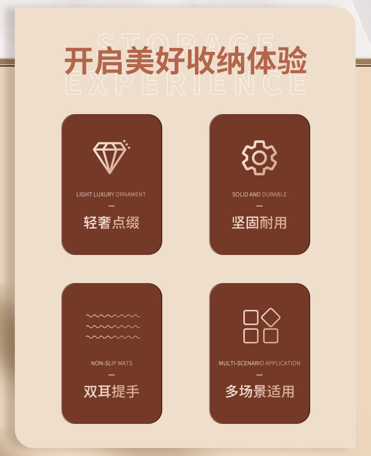 跨境电商圆形托盘轻奢双耳塑料盘酒店糖果盘子果盘高端金边收纳盘详情1