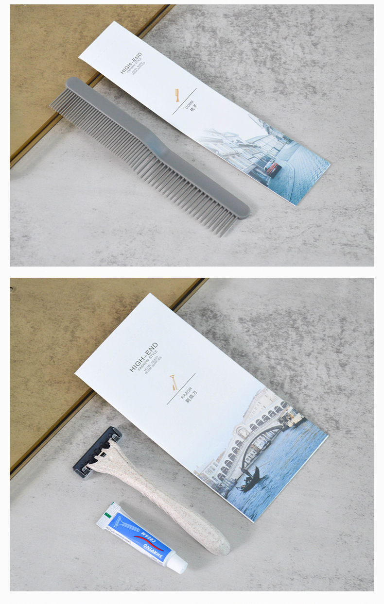 石头纸一次性酒店洗漱套装 轻奢民宿火焰丝软毛宽头牙刷牙膏 套装酒店用品洁净清新详情7