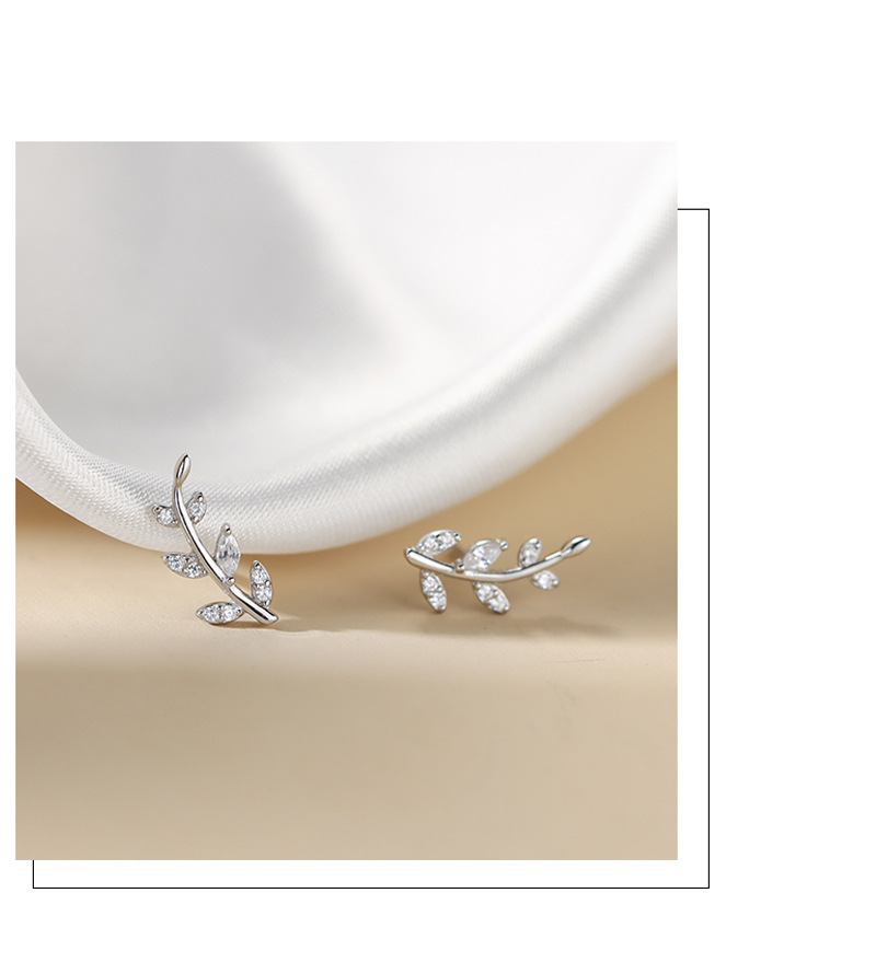 s925纯银树叶耳钉女夏季2023年新款潮小众设计简约小清新花朵耳饰详情8