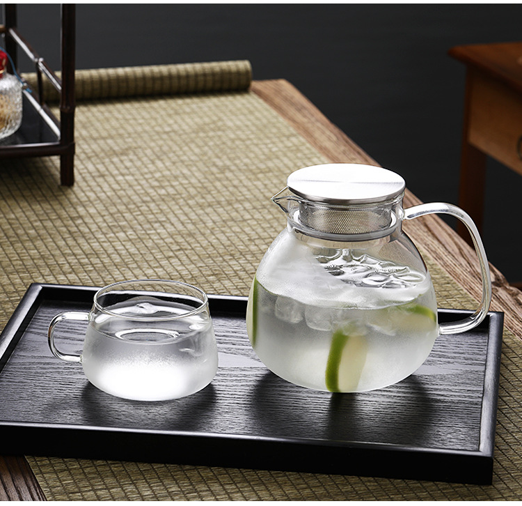 Japanese-style simple glass teapot with a filter screen, a household one-person drinking cold water kettle, and the water cup can be heated pic 14