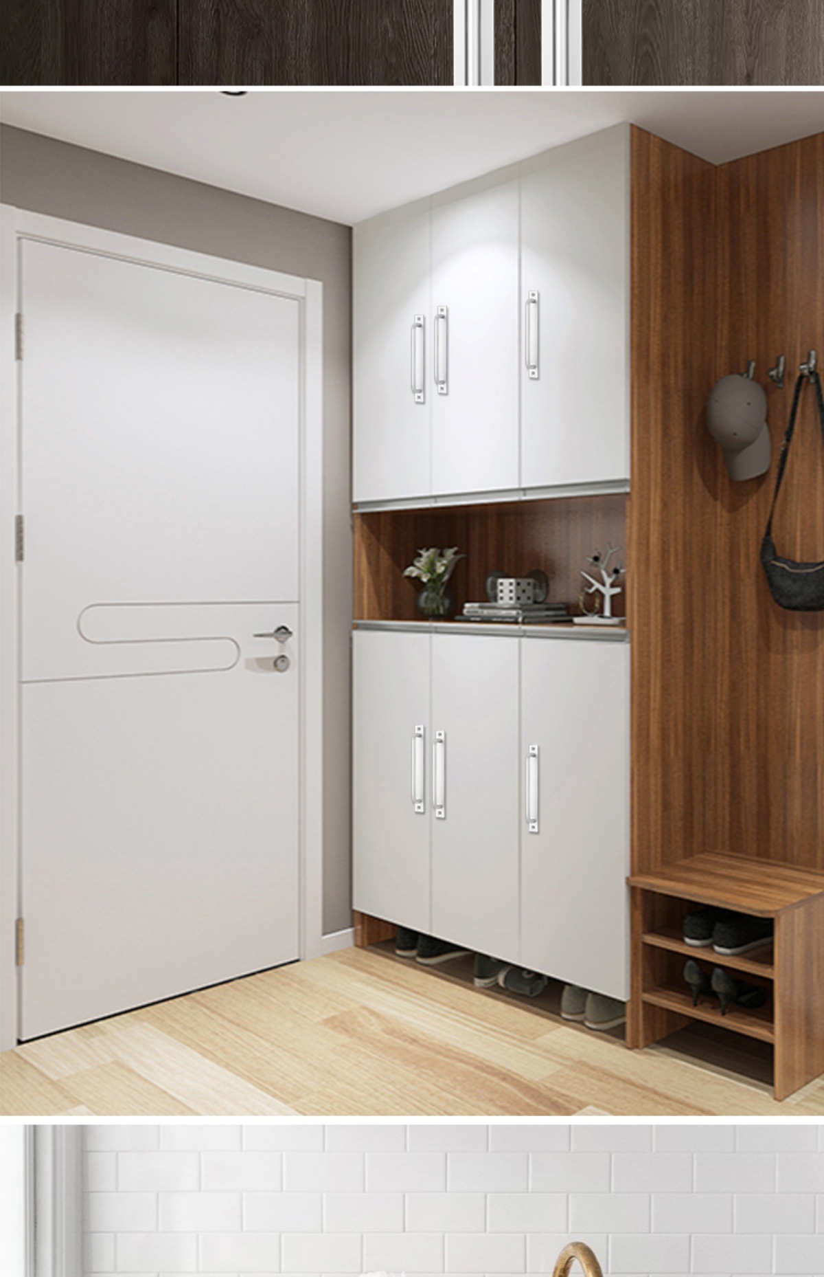 铝合金门把手手柄免打孔玻璃门防盗门室内门窗推拉门明装大门拉手详情21