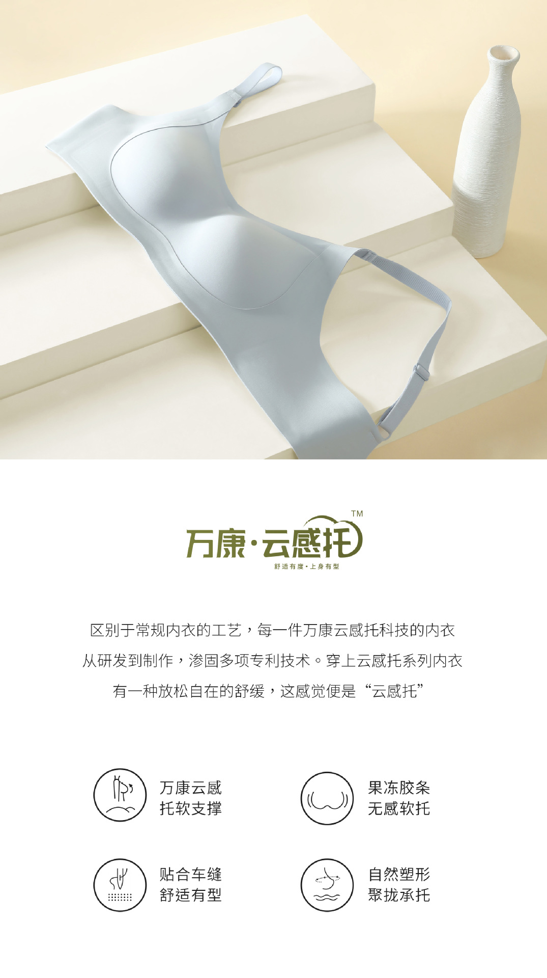 小胸显大聚拢舒适无痕内衣女果冻条软支撑杯固定调整型防下垂文胸详情2