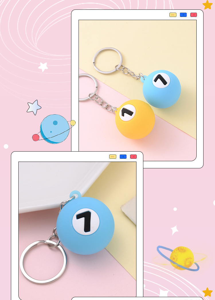 Creative simulation billiards keychain pendant, personalized bracelet, car key ring, male and female internet-famous schoolbag pendant pic 11