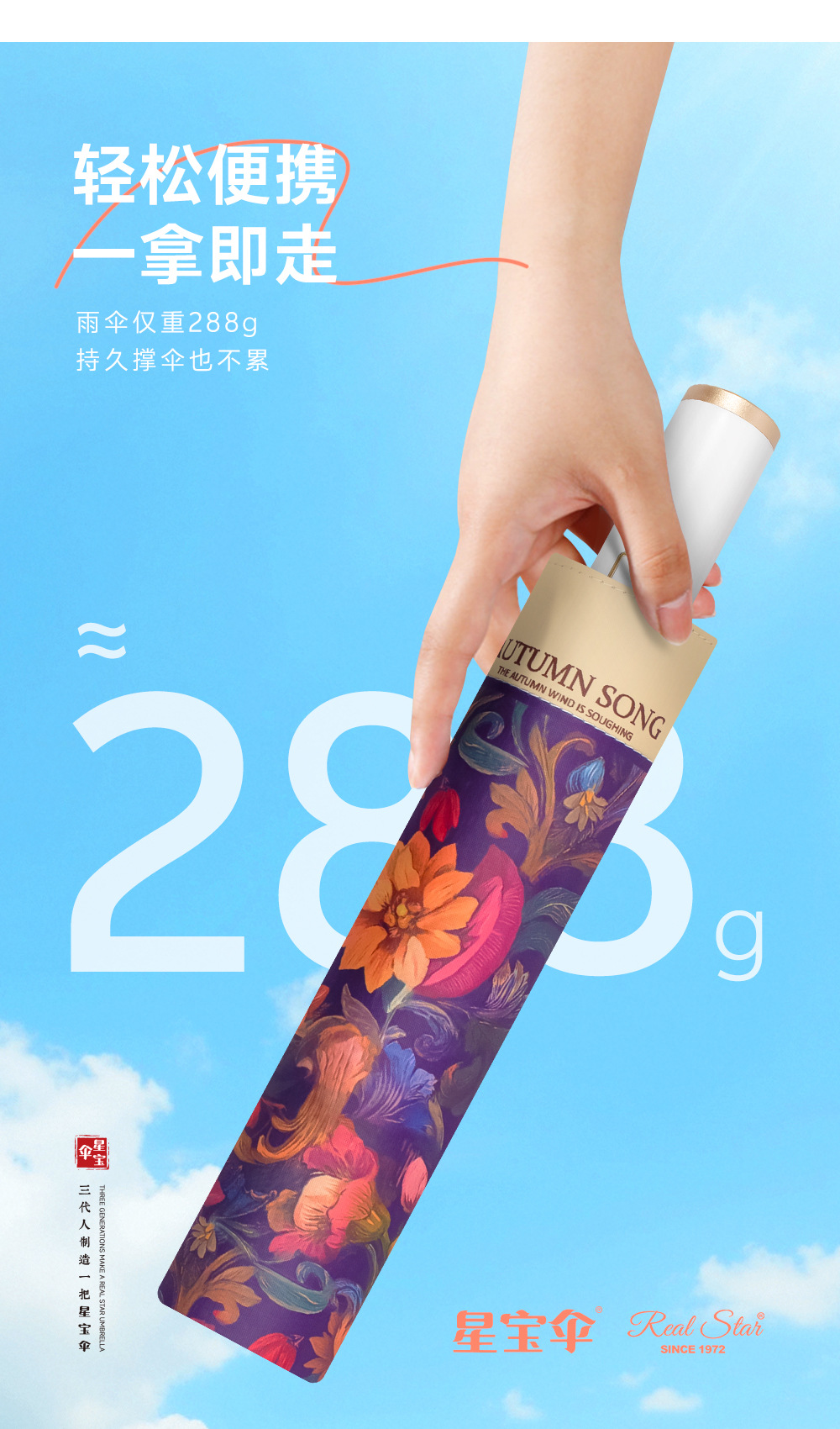 富贵繁花三折便携女士遮阳伞晴雨两用自开收油画太阳花伞防风防雨日用百货详情13