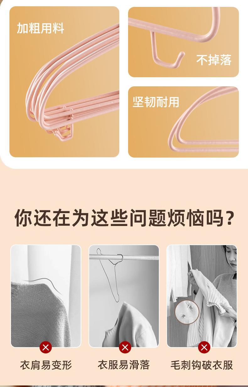 衣架加粗承重收纳无痕衣撑撑子家用挂晾神器浸塑加大衣服成人挂架详情2