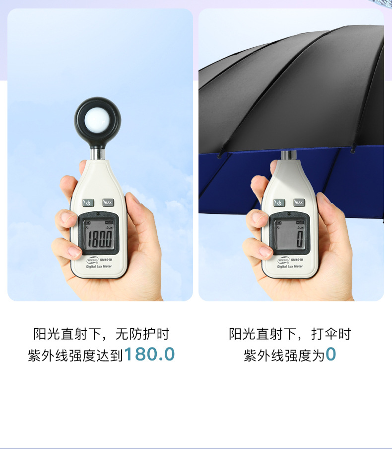 双人24骨黑胶长柄雨伞自动大号男士晴雨两用自带防水套弯柄直杆伞详情8