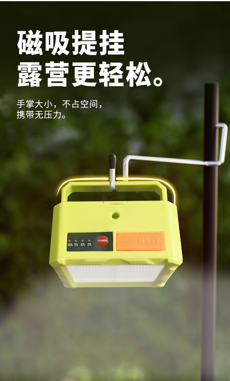 New LED mini floodlight, solar portable lamp, USB charging, outdoor camping and stall emergency lighting pic 10