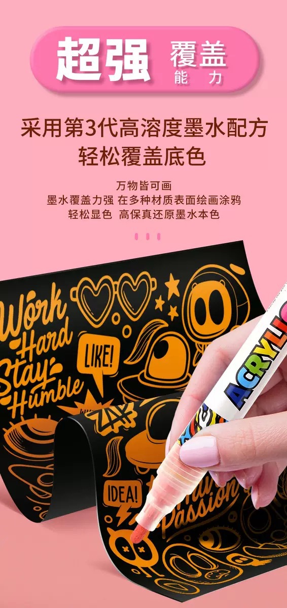 锐牌特价金属马克笔防水按压式丙烯马克笔学生DIY绘画涂鸦笔处理详情12