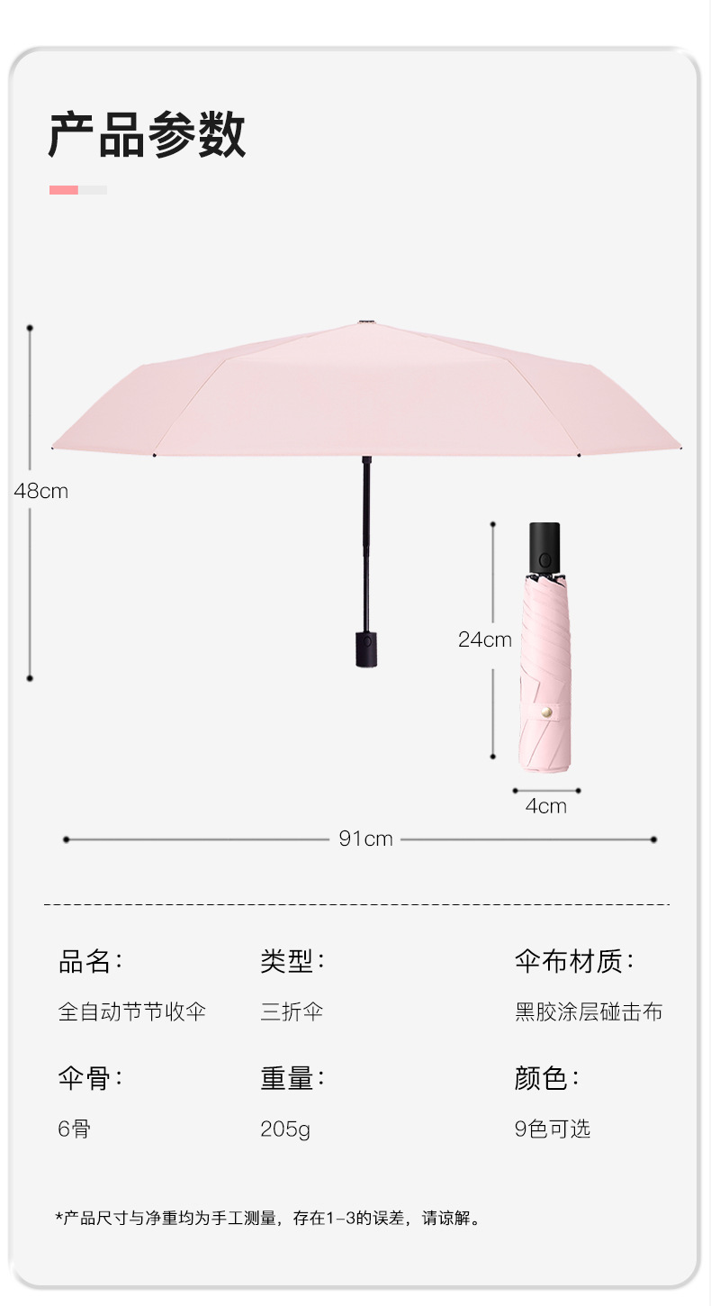 Ultra-light, retractable, safe, anti-rebound, automatic all-weather umbrella, UV-resistant black rubber sun protection and shading sun umbrella pic 25
