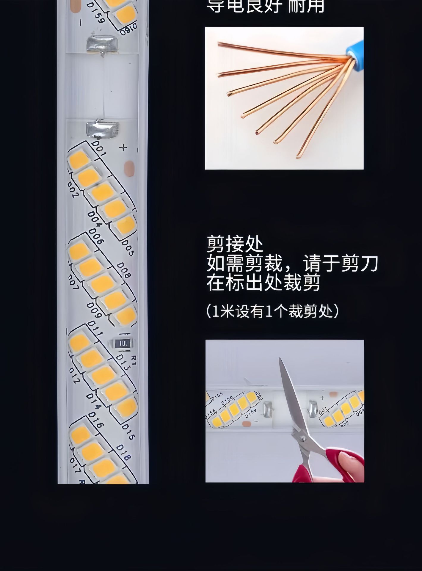 led灯带高压220V灯带超亮灯带5排320珠防水户外隧道工程照明灯条详情12