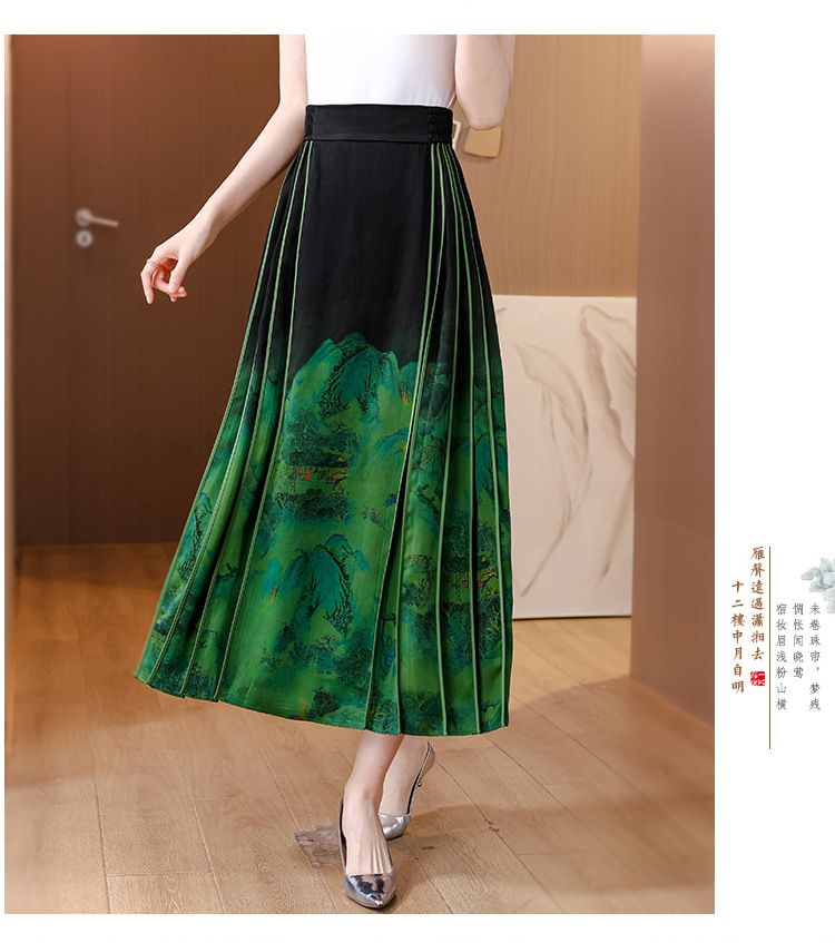 高品质气质马面裙香云纱新款高腰显瘦轻国风桑蚕丝真丝A字半身裙国潮详情15