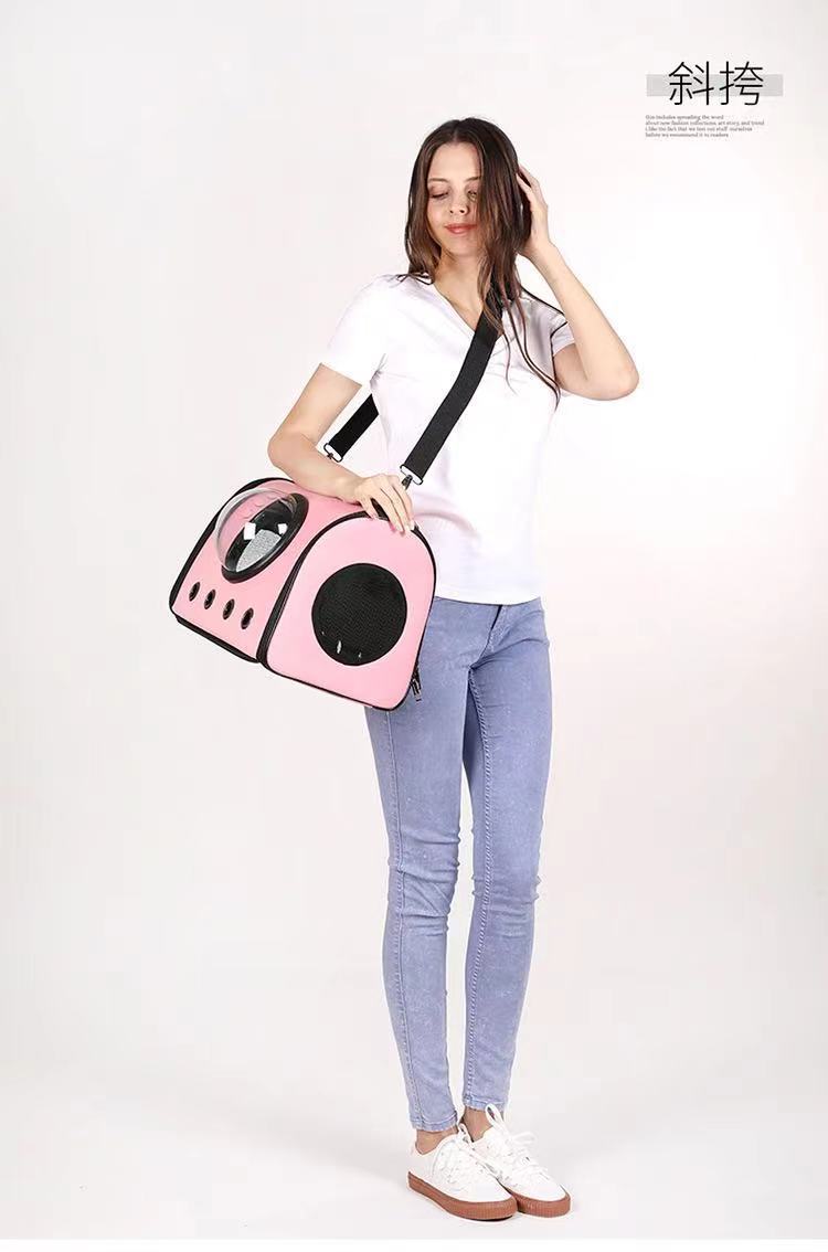 Wholesale of portable pet bags, horizontal cat bags, space capsule large space pet backpacks, PU mobile transparent portable portable bags for going out pic 12