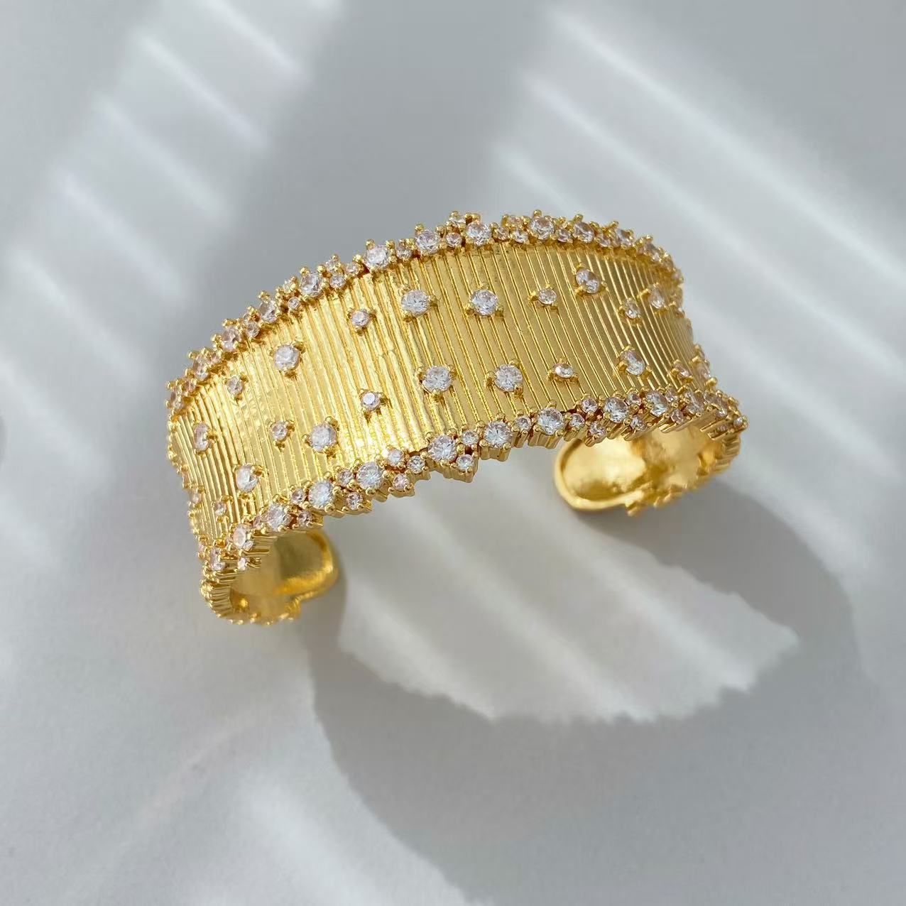 European and American wind Starry Sky brushed bracelet ring, full zirconium inlay, wide edge opening design cross-border jewelry supply manufacturer pic 5