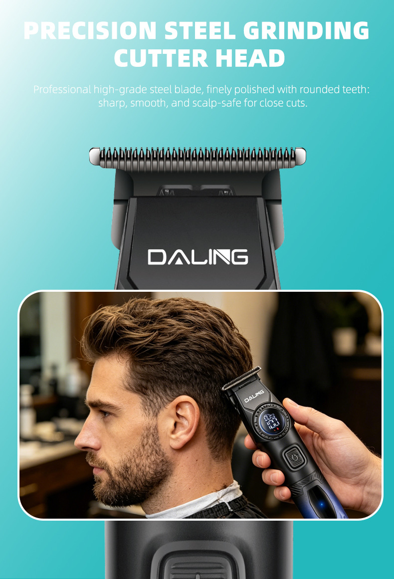 DALING darling 1975 retro cabeza de aceite corte de pelo degradado pantalla digital pusher pusher eléctrico grabado USB peluquería pic 5