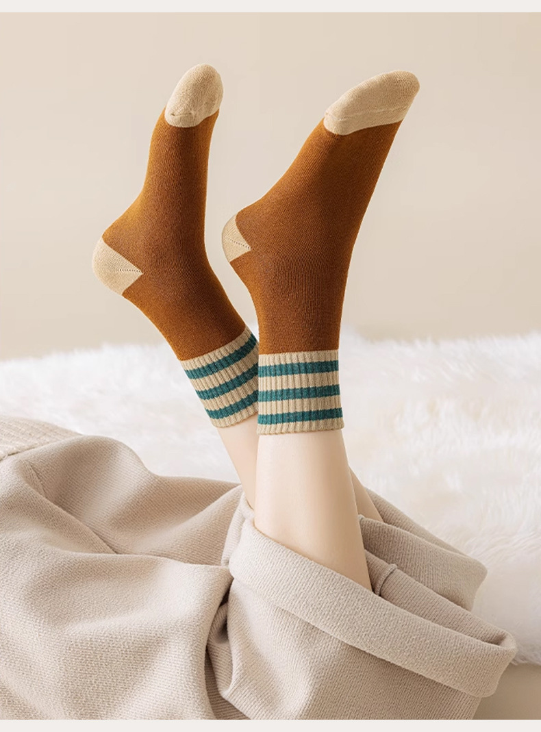 厚袜子女冬季毛圈中筒条纹加绒保暖运动休闲长筒防臭毛巾款女袜详情14