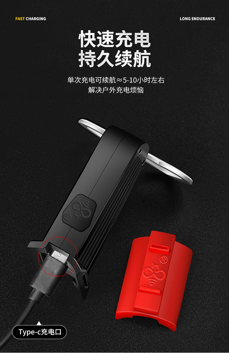 New bicycle double-heart taillights, mountain bike riding equipment, bicycle lights, road bike warning, creative taillights pic 11