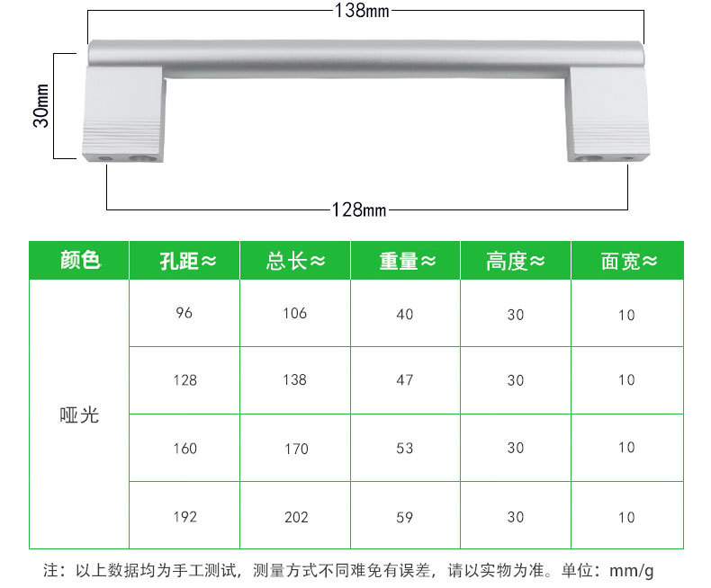 厂家直销简约铝合金一字实心柜门拉手哑光现代橱柜抽屉门把手批发详情8