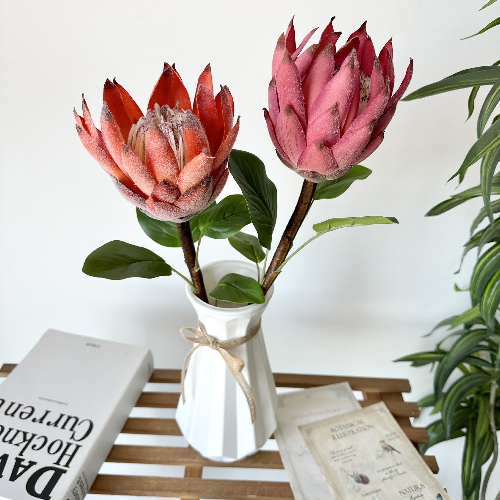 Nordic retro-style home flower arrangement, artificial flowers made of imperial silk fabric and flocked material, factory wholesale pic 10