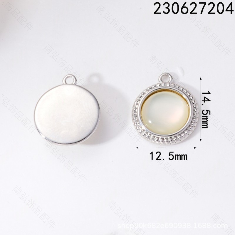 18K真金铜镀水滴月亮滴胶贝壳吊坠可爱小众圆形项链吊牌diy配件详情5