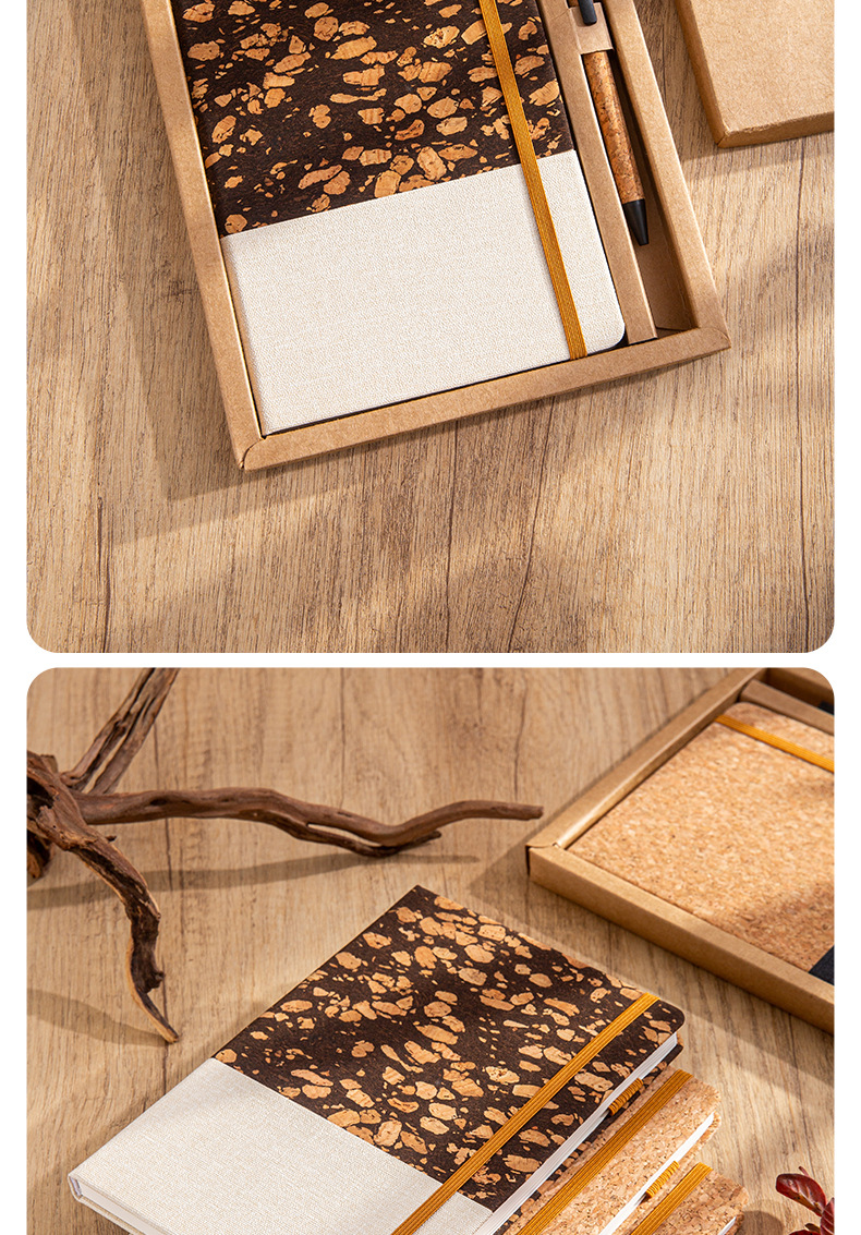 Simple and eco-friendly cork notebook cross-border A5 creative notebook customization office meeting business splicing notebook set pic 17