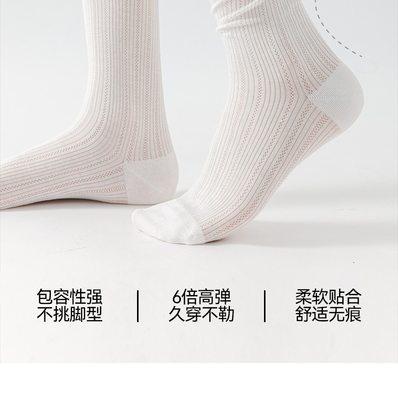 White socks for women in summer, thin, cut-out mid-calf socks, fresh and slimming, sweet lace socks, boneless pile cotton socks pic 12