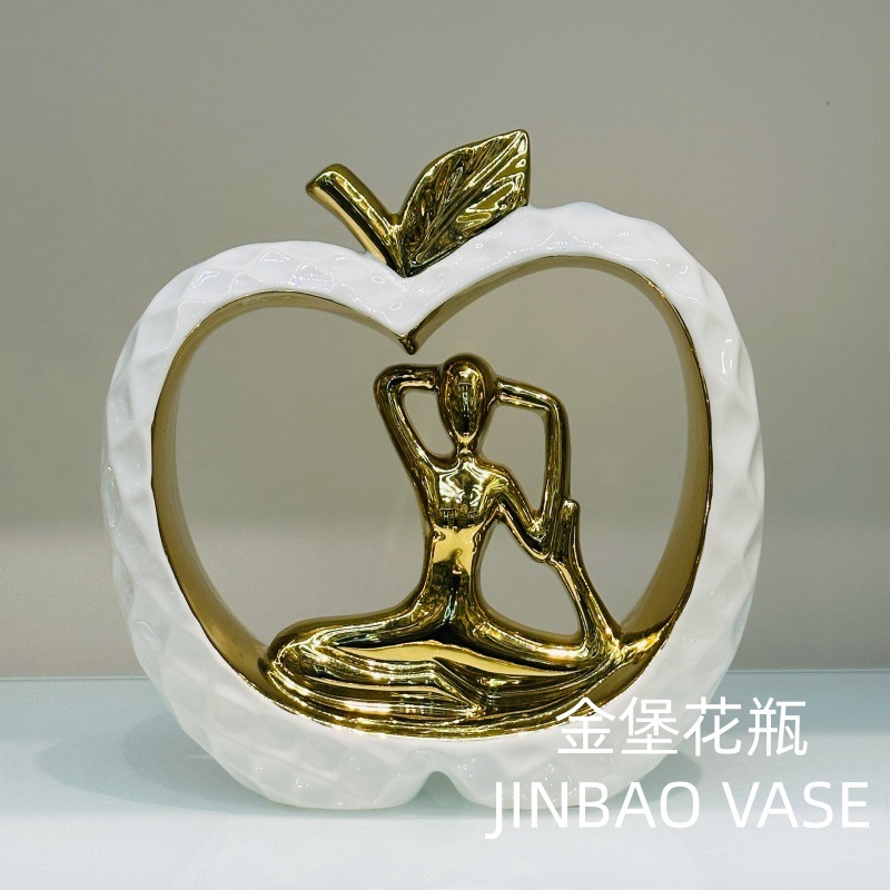 Modern simple European-style electroplated gold fruit ceramic ornaments, home TV cabinets, wine cabinets, decorative display handicrafts pic 6