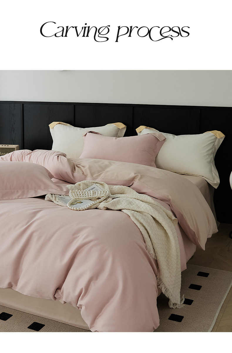 Simple 100s Xinjiang long-staple cotton brushed four-piece set for autumn and winter, all-cotton super soft thickened warm bedding pic 11