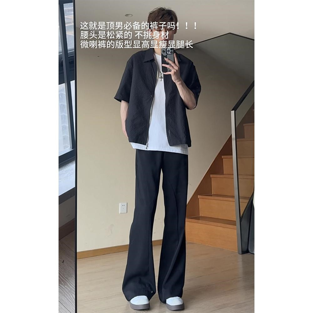 517微喇西裤男夏季垂坠感高级感那不勒斯裤美式痞帅廓形弯刀裤子详情7