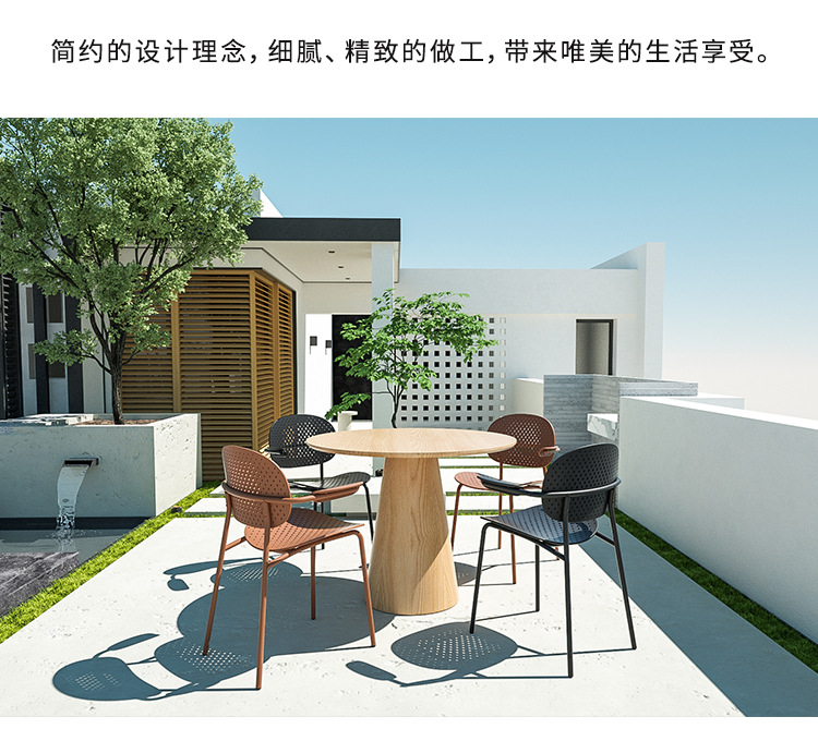 星辰简约设计师家用塑料餐椅创意咖啡厅休闲洽谈椅网红带扶手靠背椅子详情6