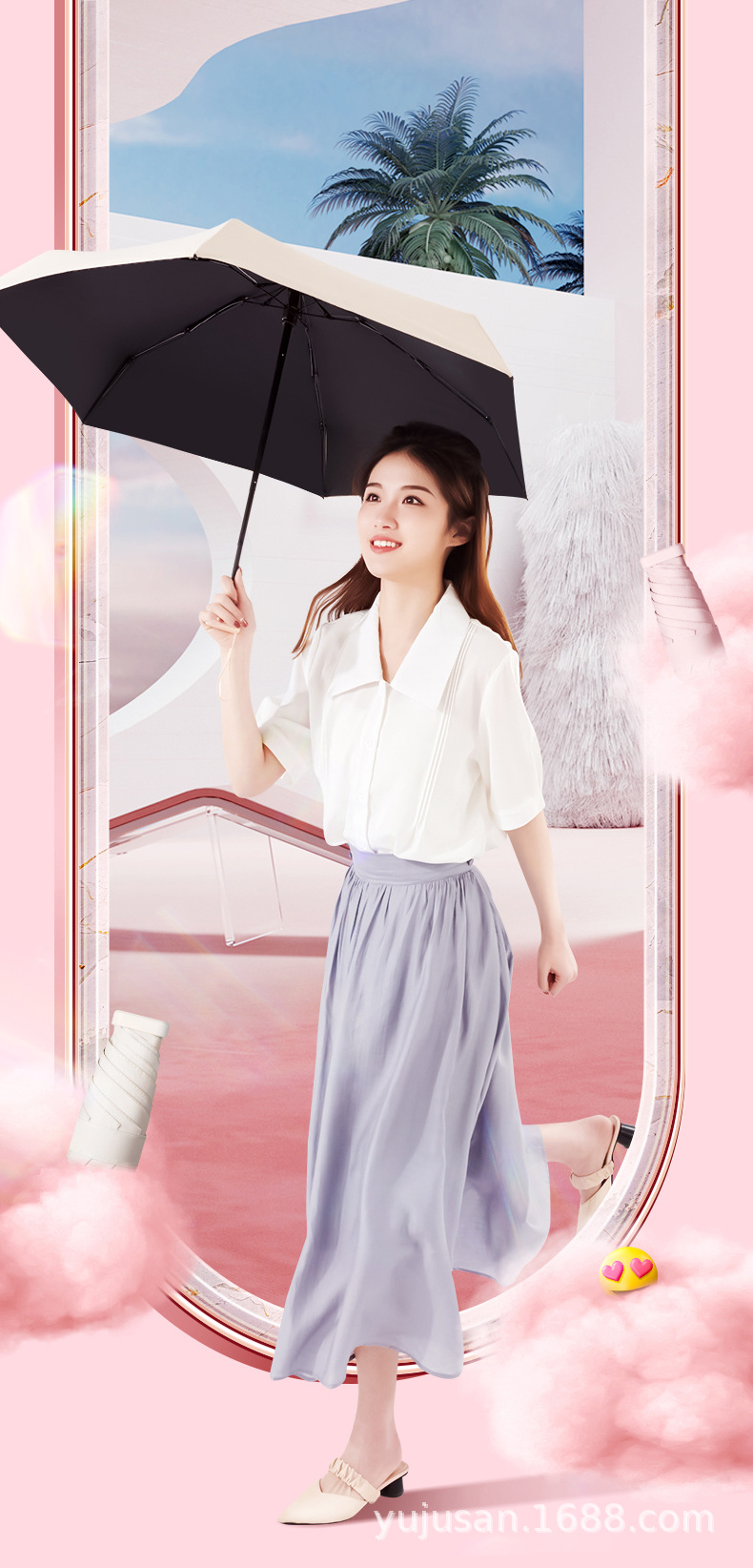 24骨扁胶囊太阳伞防晒防紫外线遮阳晴雨两用迷你超轻小巧定便携制详情1