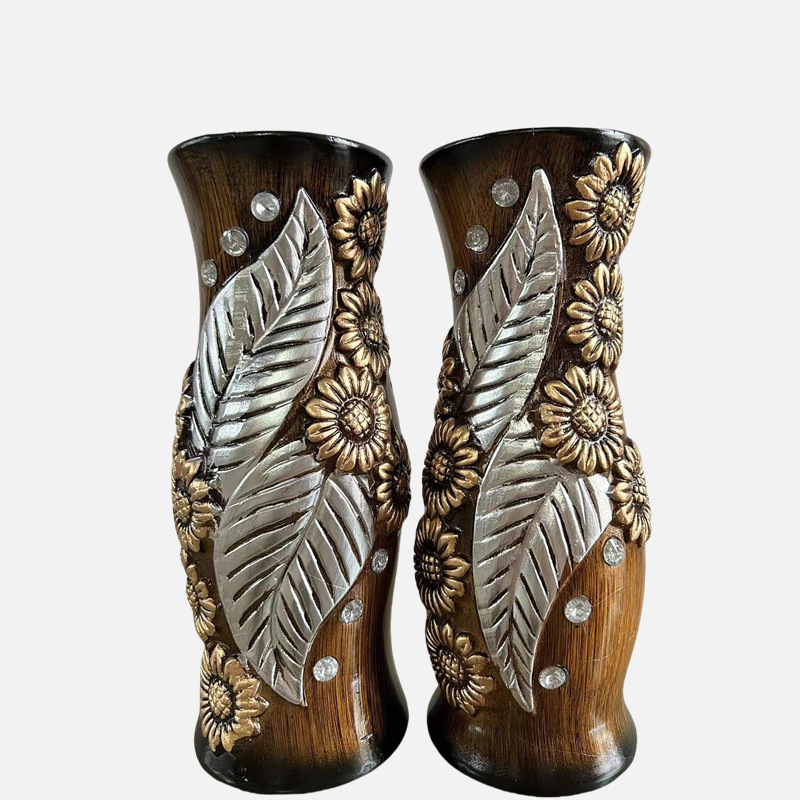 French retro vase, plastic imitation ceramic relief mini vase, ins style, bedroom hydroponic flower arrangement, living room decoration pic 14
