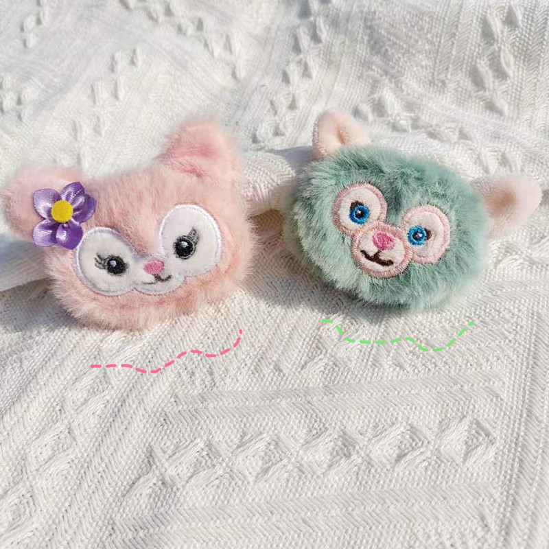 Plush creative cartoon doll brooch, Stardee, Duffy Bear, Tony Cat, Lina Belle doll head decoration accessories pic 3
