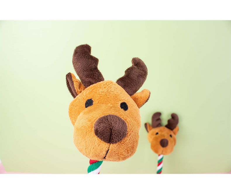 跨境宠物毛绒玩具圣诞棉绳发声麋鹿小型犬啃咬解闷玩具厂家直销详情11