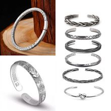 新款设计乌藤手镯男复古做旧黑色莫比乌斯环男士合金手环开口详情4