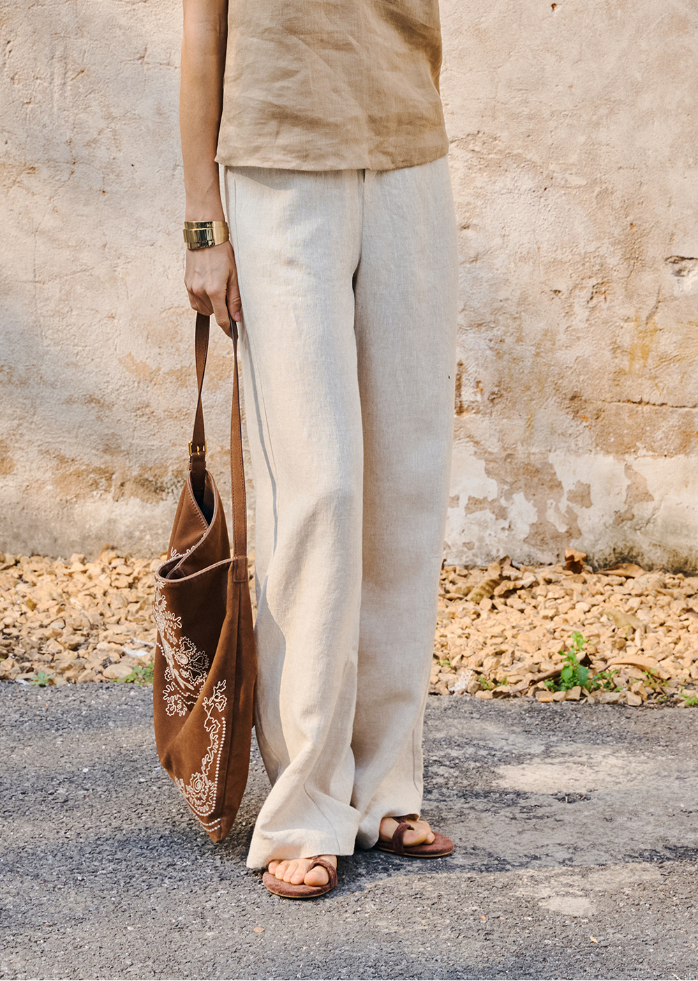 Linen loose straight-leg pants for commuting, long pants with a high-quality feel for old money, high-waisted fashionable linen casual pants for women in spring and summer pic 5