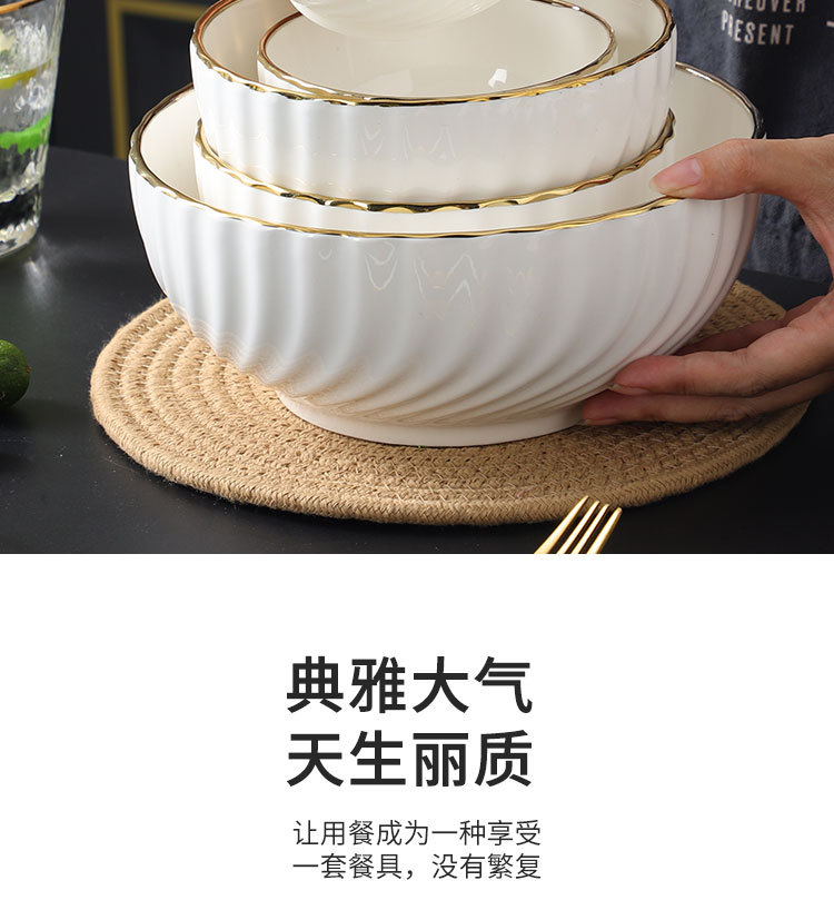 酒店陶瓷金边米饭碗面碗汤碗菜盘碗盘餐具家用高级感中式轻奢盘子详情10